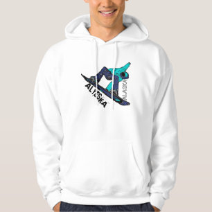 Alyeska Alaska teal snowboard guys hoodie