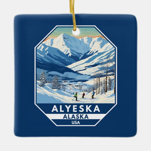Alyeska Alaska Winter Travel Art Vintage Ceramic Ornament