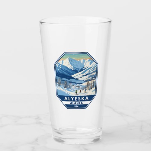 Alyeska Alaska Winter Travel Art Vintage Glass