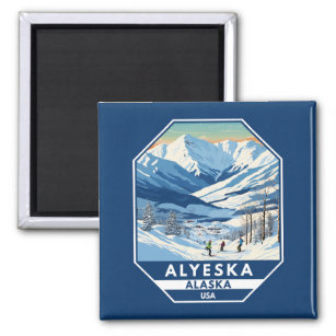 Alyeska Alaska Winter Travel Art Vintage Magnet
