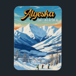 Alyeska Alaska Winter Travel Art Vintage Magnet<br><div class="desc">Alyeska Winter art design showcasing the winter landscape.</div>