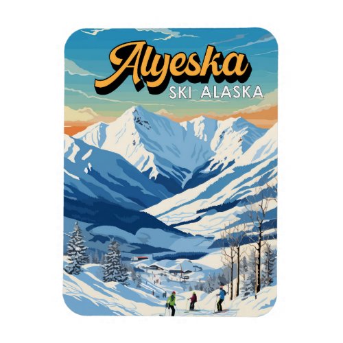 Alyeska Alaska Winter Travel Art Vintage Magnet