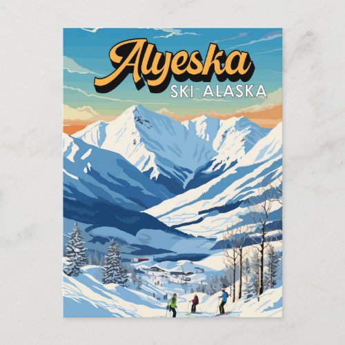 Alyeska Alaska Winter Travel Art Vintage Postcard