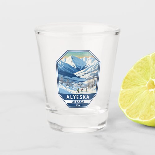 Alyeska Alaska Winter Travel Art Vintage Shot Glass