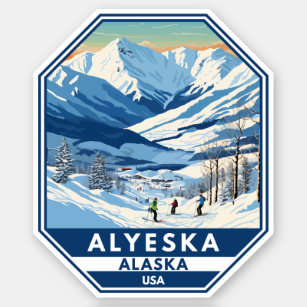 Alyeska Alaska Winter Travel Art Vintage Sticker