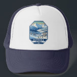 Alyeska Alaska Winter Travel Art Vintage Trucker Hat<br><div class="desc">Alyeska Winter art design showcasing the winter landscape.</div>
