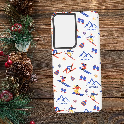 Alyeska Girdwood Alaska Ski Snowboard Pattern Samsung Galaxy S21 Ultra Case