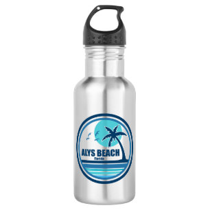 Alys Beach Fort Walton Palm Tree Birds Stainless Steel Water Bottle