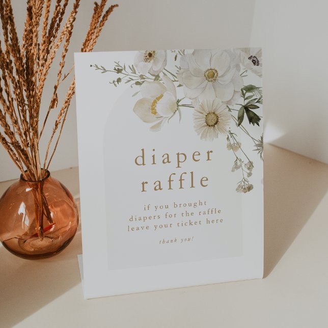 ALYSSA Boho Arch Flower Baby Shower Diaper Raffle Pedestal Sign (Creator Uploaded)