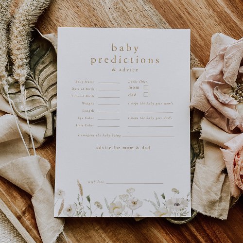 ALYSSA Boho Baby Predictions Baby Shower Game Card
