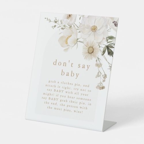 ALYSSA Boho Flower Dont Say Baby Game Baby Shower Pedestal Sign