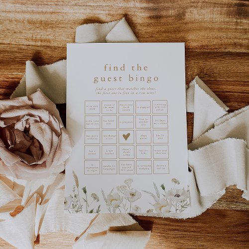 ALYSSA Boho Flower Find the Guest Bingo Game Card