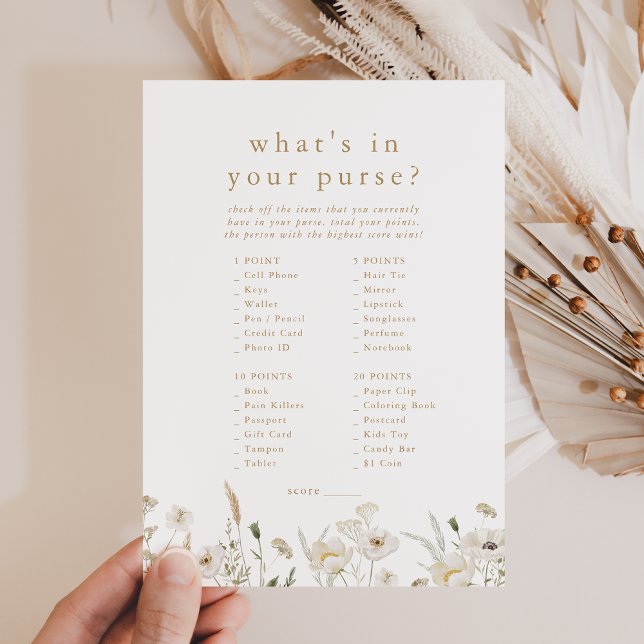 ALYSSA Boho Flower What's In Your Purse Game Card (ALYSSA Boho Flower What's In Your Purse Game Card)