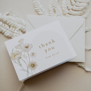 ALYSSA Floral Bloom Summer Boho Flower Baby Shower Letterpress Thank You Card