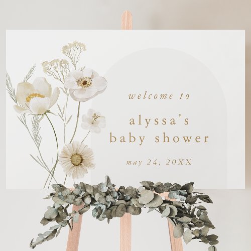 ALYSSA Floral Boho Flower Baby Shower Welcome Sign