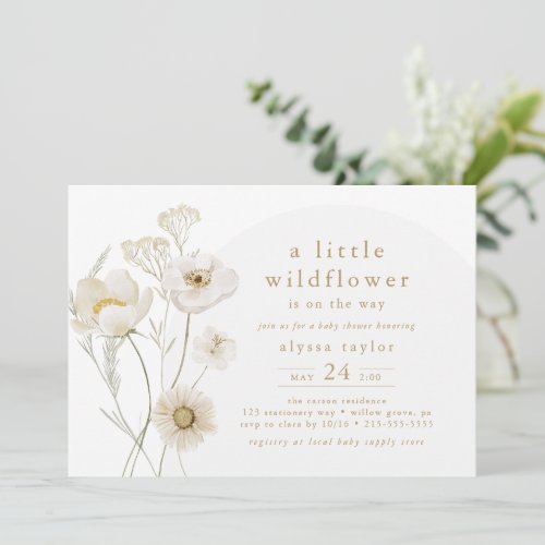 ALYSSA Floral Boho Little Wildflower Baby Shower Invitation