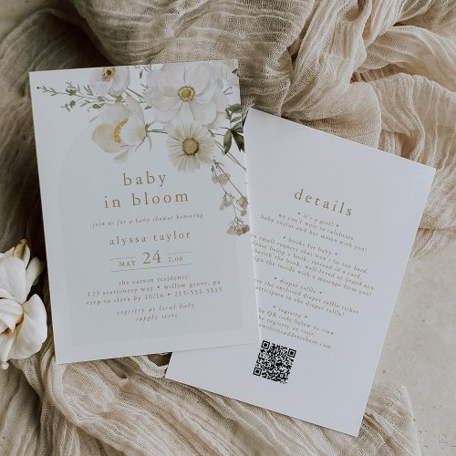 ALYSSA Floral QR Flower Baby In Bloom Baby Shower Invitation