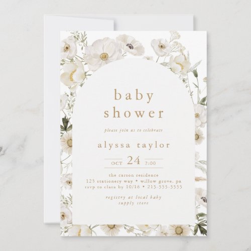 ALYSSA Floral Wildflower Boho Flower Baby Shower Invitation