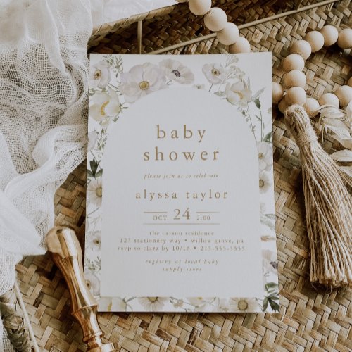 ALYSSA Floral Wildflower Boho Flower Baby Shower Invitation
