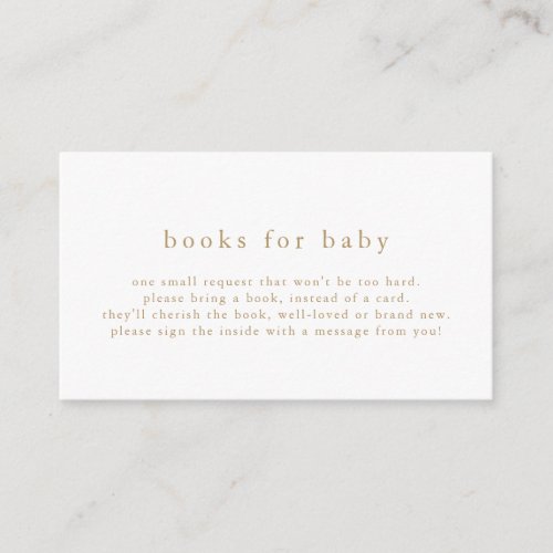 ALYSSA Gold Boho Simple Baby Shower Books for Baby Enclosure Card