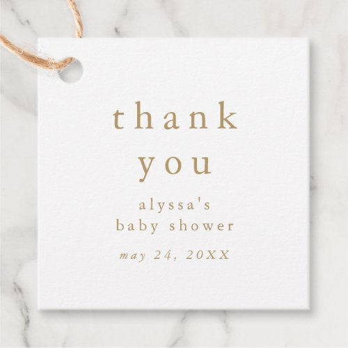 ALYSSA Gold Rustic Simple Baby Shower Thank You Favor Tags