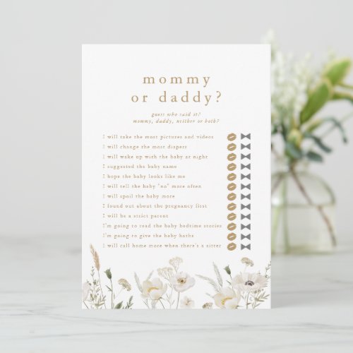 ALYSSA Guess Who Mommy Daddy Baby Shower Game Card