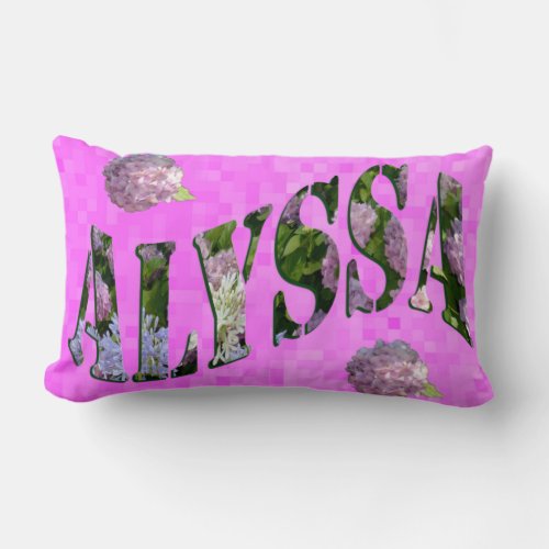 Alyssa Name Logo Made With Hydrangeas Lumbar Pillow