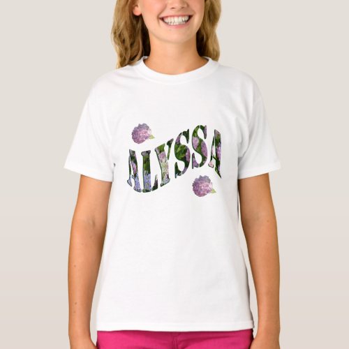 Alyssa Name Logo Made With Hydrangeas T_Shirt