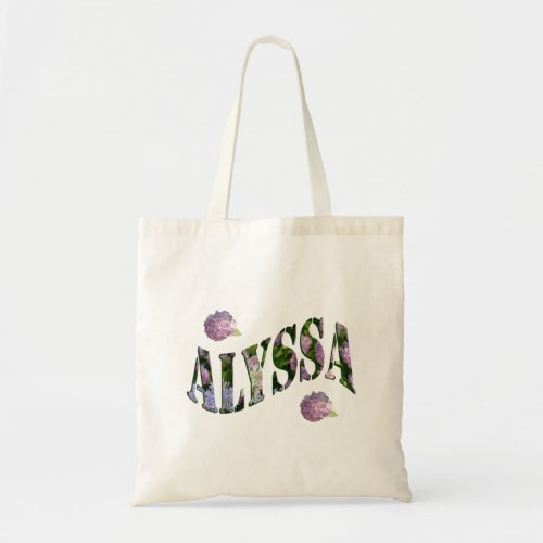Alyssa Name Logo Made With Hydrangeas Tote Bag