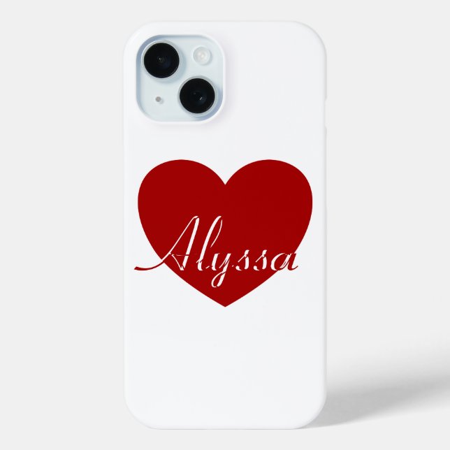 Alyssa - Template For Your Name, Red Heart Love Case-Mate iPhone Case (Back)