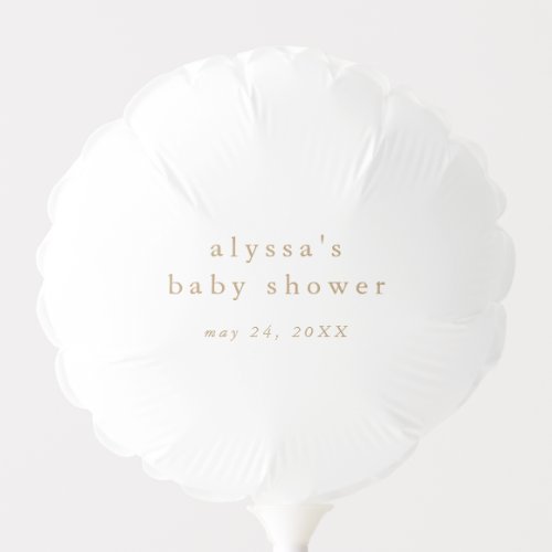ALYSSA White Gold Boho Minimal Simple Baby Shower Balloon