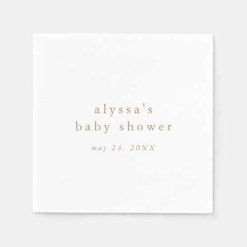 ALYSSA White Gold Boho Rustic Simple Baby Shower Napkins