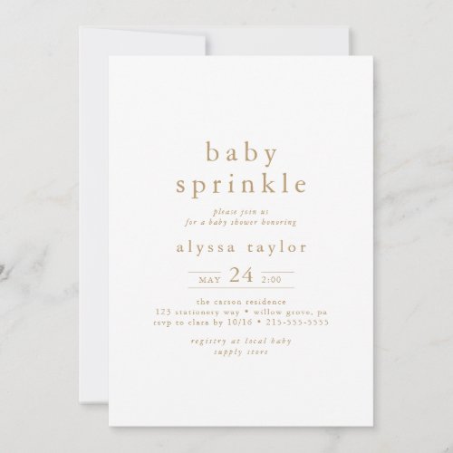 ALYSSA White Gold Modern Boho Simple Baby Sprinkle Invitation