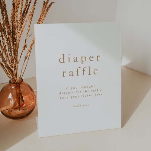 ALYSSA White Gold Simple Baby Shower Diaper Raffle Pedestal Sign