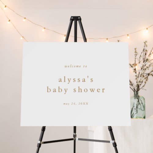 ALYSSA White Gold Simple Baby Shower Welcome Sign