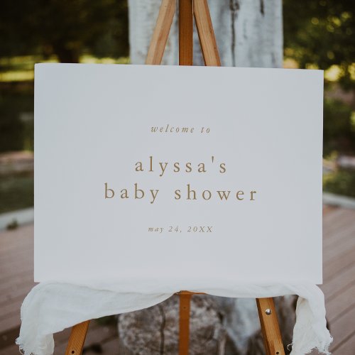 ALYSSA White Gold Simple Baby Shower Welcome Sign