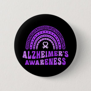 Alzheimer's Awareness Cute Purple Elephant Rai Button