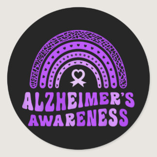 Alzheimer&#39;s Awareness Cute Purple Elephant Rai Classic Round Sticker