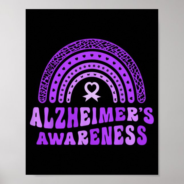 Alzheimer's Awareness Cute Purple Elephant Rai Poster (Front)