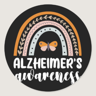 Alzheimer&#39;s Awareness Dementia Rainbow Butterf Classic Round Sticker