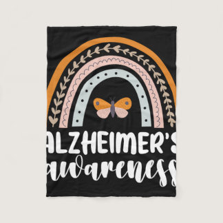 Alzheimer&#39;s Awareness Dementia Rainbow Butterf Fleece Blanket