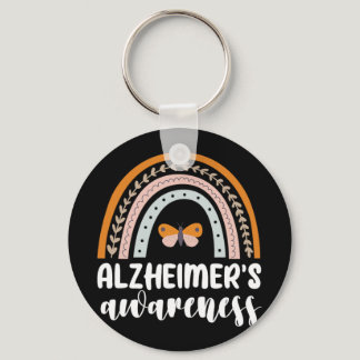 Alzheimer&#39;s Awareness Dementia Rainbow Butterf Keychain