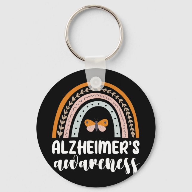 Alzheimer's Awareness Dementia Rainbow Butterf Keychain (Front)