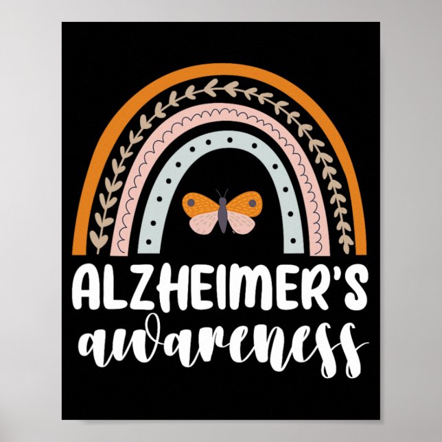Alzheimer's Awareness Dementia Rainbow Butterf Poster (Front)