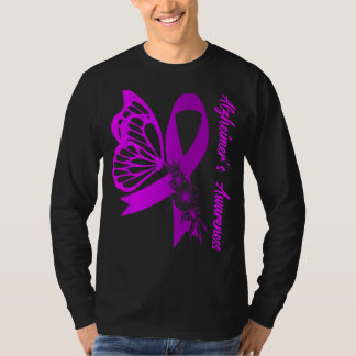 Alzheimer Awareness Butterfly Ribbon The End Of Al T-Shirt
