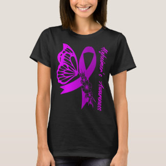 Alzheimer Awareness Butterfly Ribbon The End Of Al T-Shirt