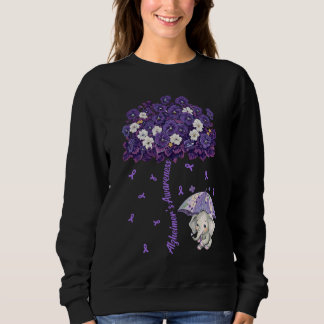 Alzheimer Awareness Cute Elephant Forget Me Not Fl Sweatshirt