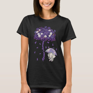 Alzheimer Awareness Cute Elephant Forget Me Not Fl T-Shirt