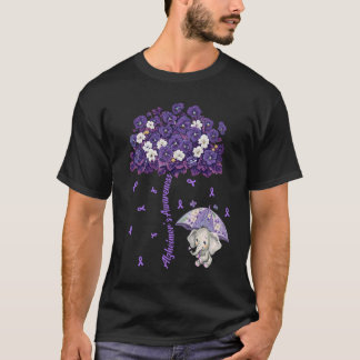 Alzheimer Awareness Cute Elephant Forget Me Not Fl T-Shirt