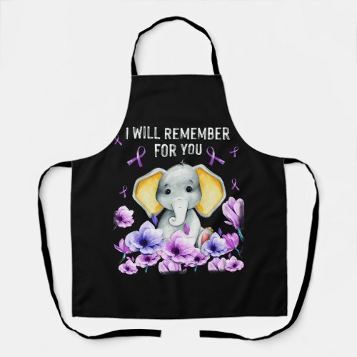 Alzheimer Awareness Cute Elephant I Will Remember  Apron